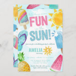 Cute Summer Fun In The Sun Pool Party Birthday Invitation at Zazzle