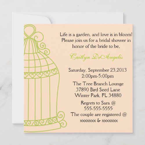 Cute Summer Garden Birdcage Bridal Shower Invite