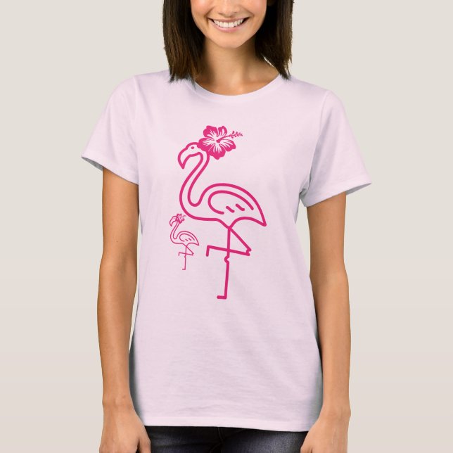 Cute Summer Girly Flamingo  T-Shirt (Front)