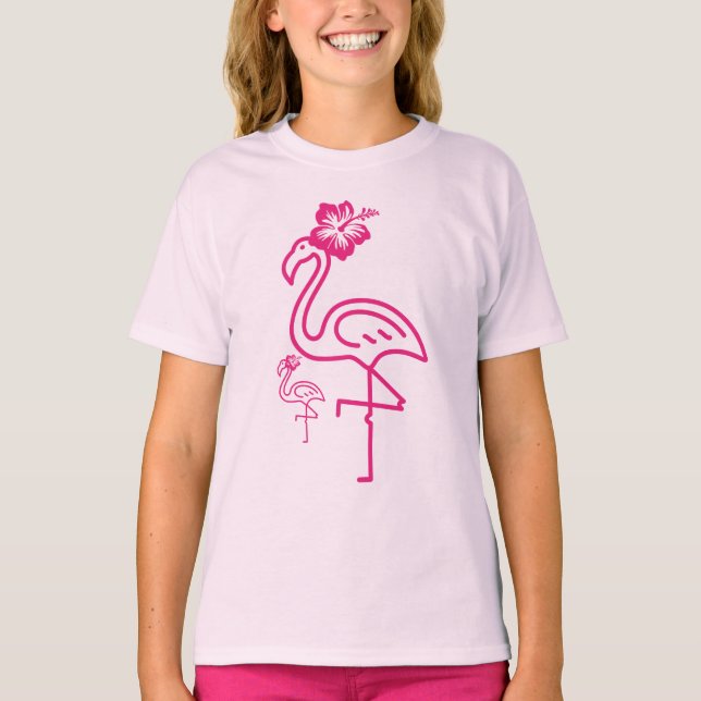 Cute Summer Girly Flamingo  T-Shirt (Front)
