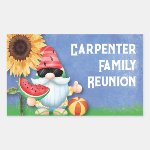 Cute Summer Gnome Family Reunion Rectangular Sticker