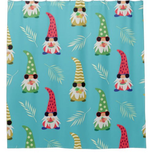Cute summer gnomes holding fruits pattern     shower curtain