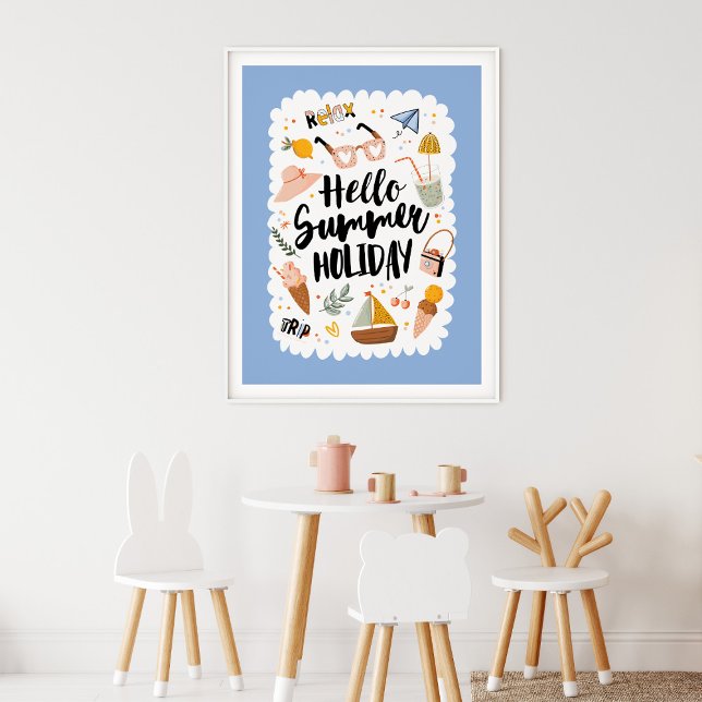 Cute Summer Holiday Quote Colorful Illustration Poster (In Situ, Kids Play Room)