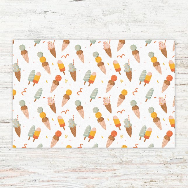 Cute Summer Ice Cream Pattern Tissue Paper (In situ)