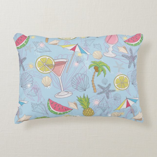 Cute summer illustration pattern with watermelon,  accent pillow (Front)