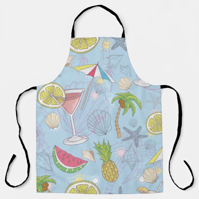 Cute summer illustration pattern with watermelon,  apron (Front)