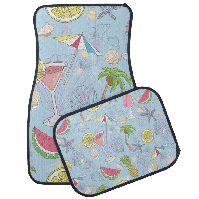Cute summer illustration pattern with watermelon,  car floor mat (Set)