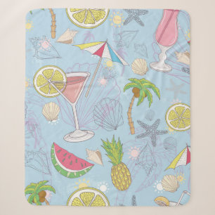 Cute summer illustration pattern with watermelon, sherpa blanket
