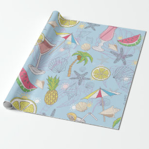 Cute summer illustration pattern with watermelon, wrapping paper