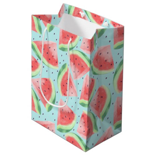 Cute Summer Kawaii Watercolor Watermelon Medium Gift Bag