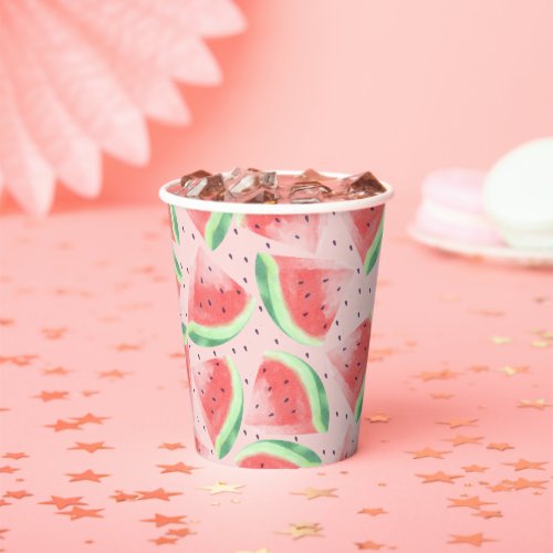 Cute Summer Kawaii Watercolor Watermelon Paper Cups