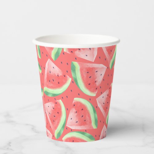 Cute Summer Kawaii Watercolor Watermelon Paper Cups