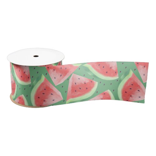 Cute Summer Kawaii Watercolor Watermelon Satin Ribbon