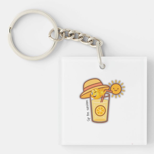 Cute Summer Lemonade Cartoon T-Shirt – Sunny Hat & Keychain (Front)