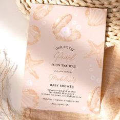 Cute Summer Ocean Little Pearl Baby Shower Invitation at Zazzle