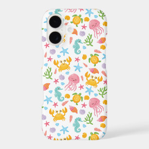 Cute Summer Ocean Sea Life Seahorse Seashells iPhone 17 Case