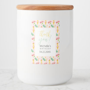 Cute Summer Party Watercolor Illustration Pattern Food Label