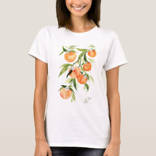 Cute summer peaches watercolor fruit  T-Shirt