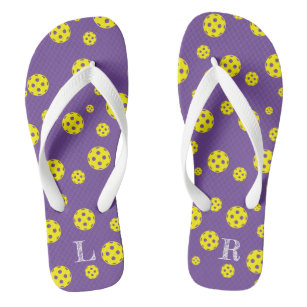 Cute summer pickleball print flip flops for women