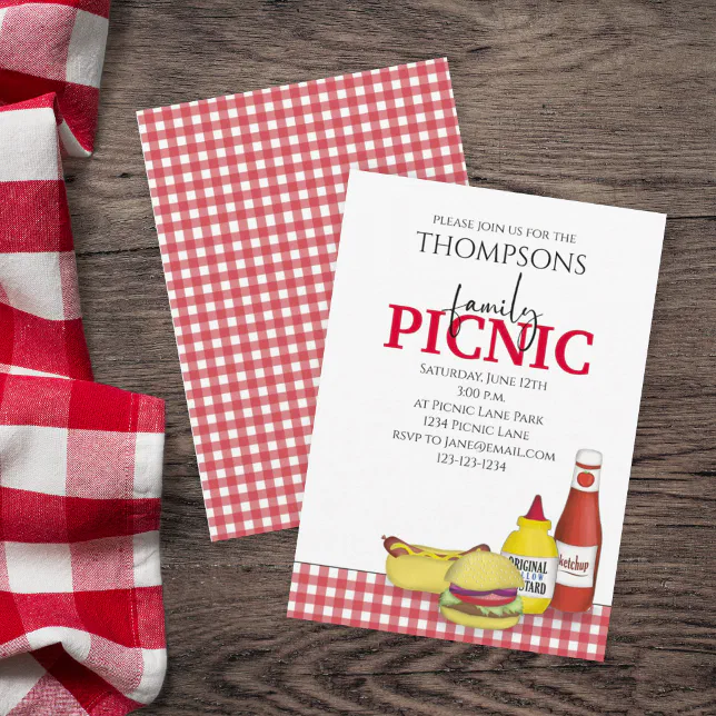 Cute Summer Picnic Trendy Cookout Whimsical Invitation | Zazzle