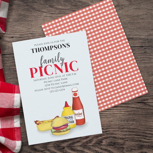 Cute Summer Picnic Trendy Cookout Whimsical  Invitation