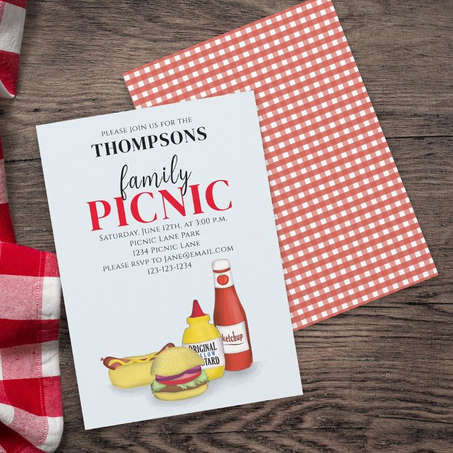 Cute Summer Picnic Trendy Cookout Whimsical  Invitation (Creator Uploaded)