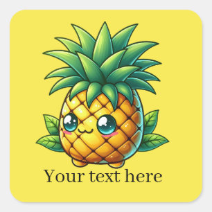Cute Summer Pineapple fruit add text  Square Sticker