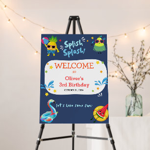 Cute Summer Pool Birthday Party Welcome Foam Board