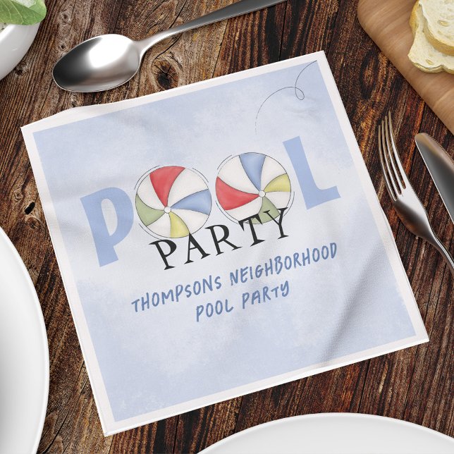 Cute Summer Pool Party Custom  Napkins (Creator Uploaded)