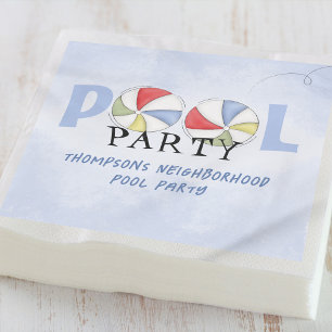 Cute Summer Pool Party Custom Napkins