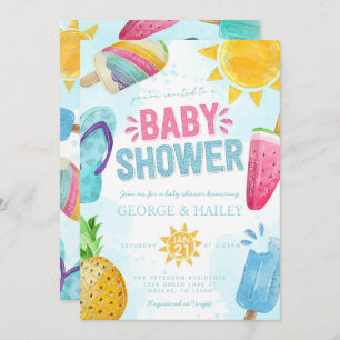 Cute Summer Popsicle Ready to Pop Baby Shower Invitation