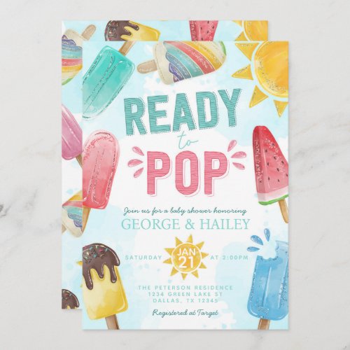Cute Summer Popsicle Ready to Pop Baby Shower Invitation