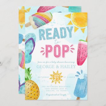 Cute Summer Popsicle Ready To Pop Baby Shower Invitation by PerfectPrintableCo at Zazzle