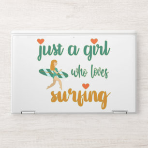 Cute summer quote Just a girl who loves surfing HP Laptop Skin