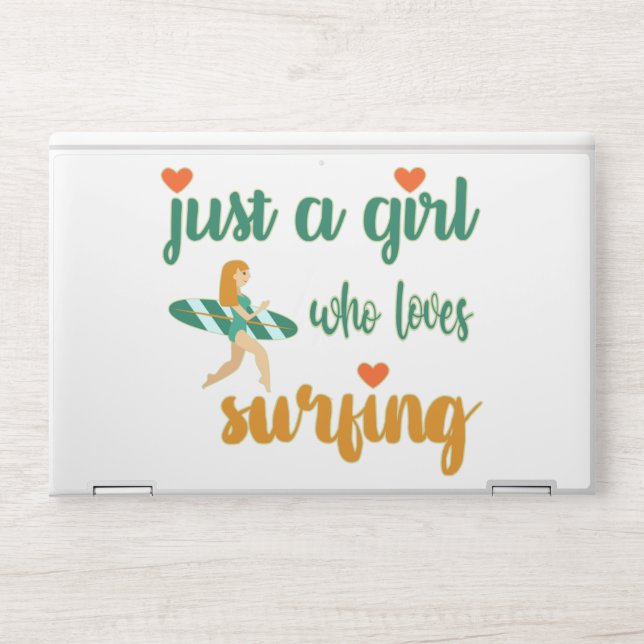 Cute summer quote Just a girl who loves surfing  HP Laptop Skin (Front)