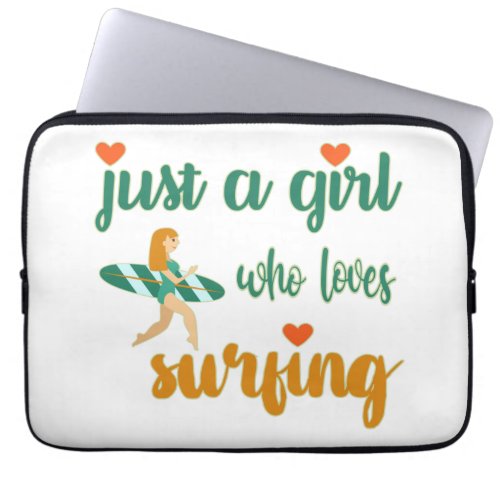 Cute summer quote Just a girl who loves surfing Laptop Sleeve