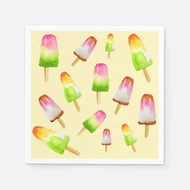 Cute Summer rainbow popsicles party Napkins (Front)