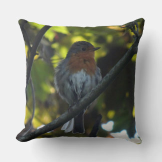 Cute Summer Robin Throw Pillow