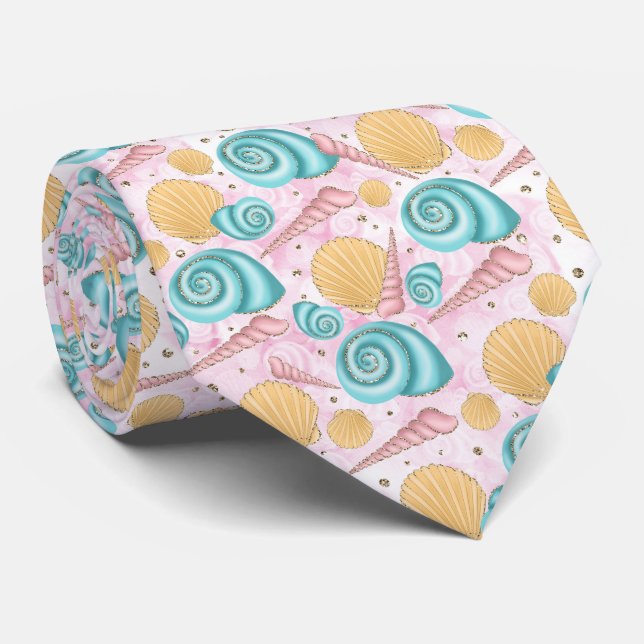 Cute Summer Seashells Marine Neck Tie (Rolled)