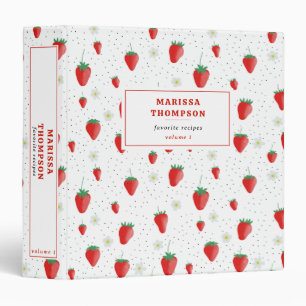 Cute Summer Strawberries & Blossoms 3 Ring Binder