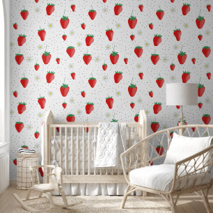 Cute Summer Strawberries & Blossoms Wallpaper