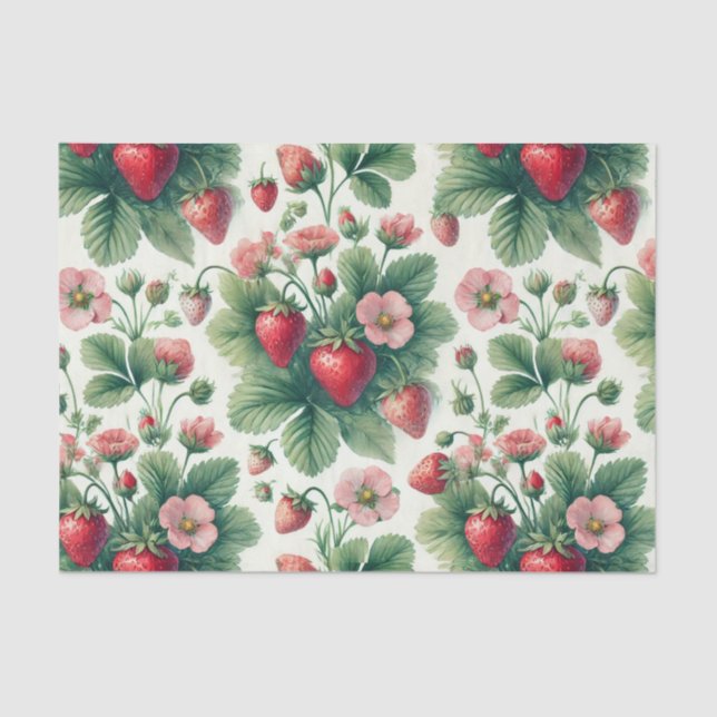 Cute summer strawberries decoupage tissue paper (Front)