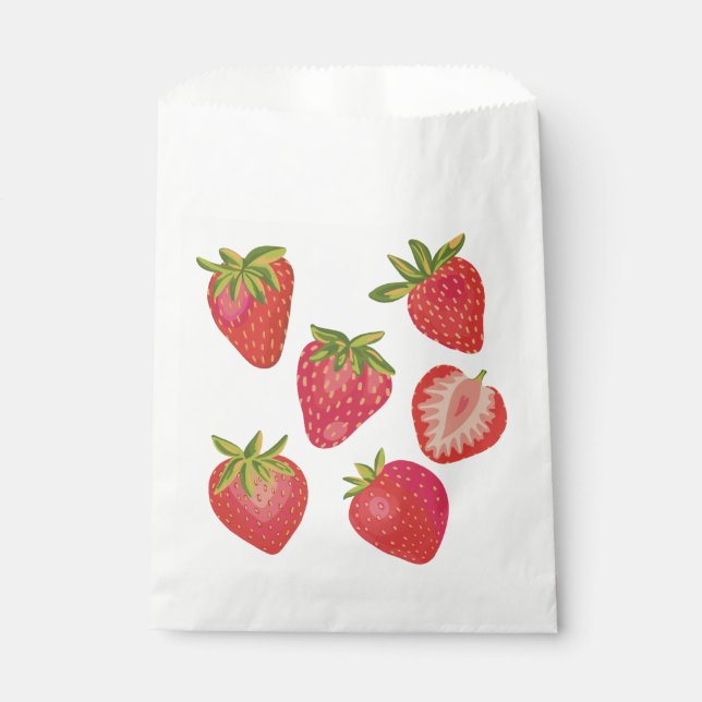 Cute Summer Strawberry Favor Bag (Front)