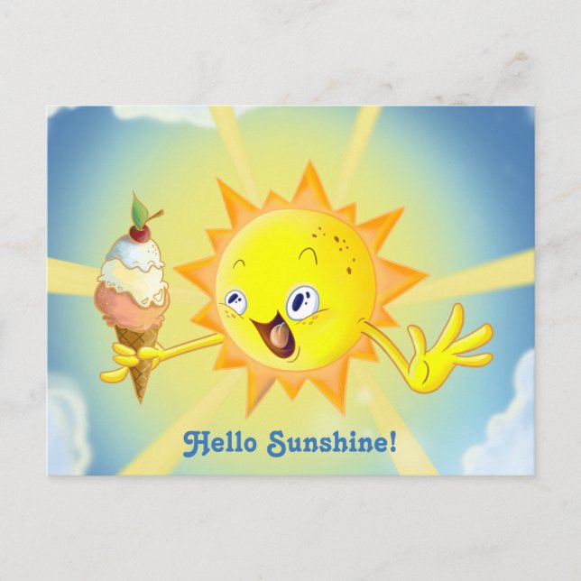 Cute Summer Sun Kawaii Postcard (Front)