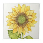 Cute Summer Sunflower Happy Yellow Flower Sunny Tile at Zazzle