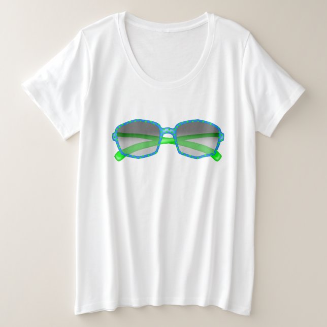 Cute Summer t-shirt with Green Sunglasses (Design Front)