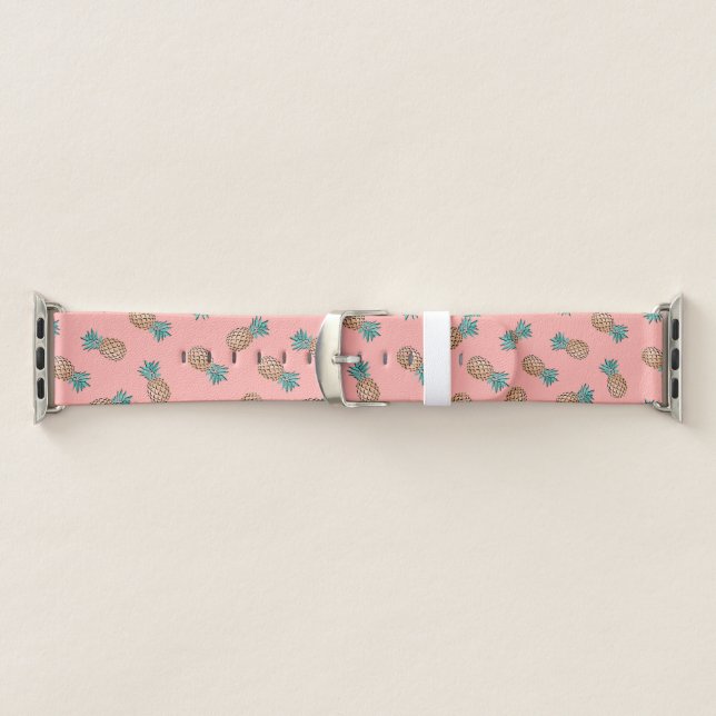 cute summer tropical faux gold pineapple pattern apple watch band (Band)