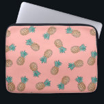 cute summer tropical faux gold pineapple pattern laptop sleeve<br><div class="desc">Summer and trendy design representing faux gold and turquoise pineapple pattern on a peach pink background.</div>