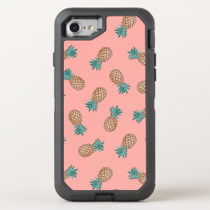 cute summer tropical faux gold pineapple pattern OtterBox defender iPhone SE/8/7 case
