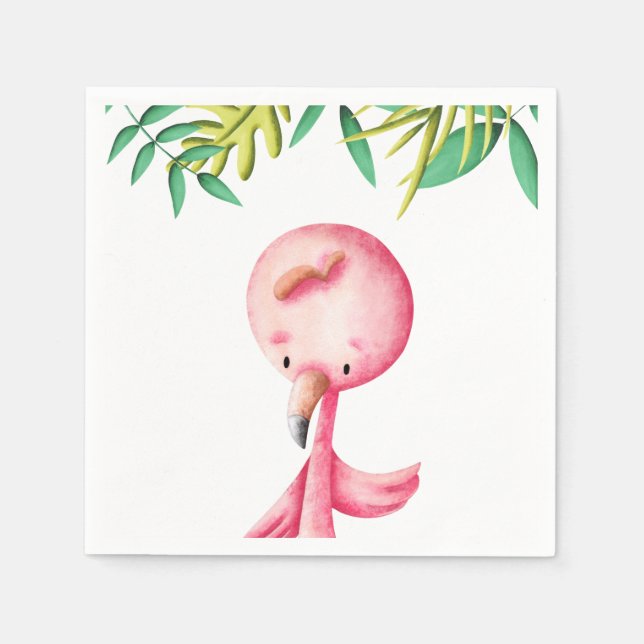 Cute Summer Tropical Flamingo Napkins (Front)